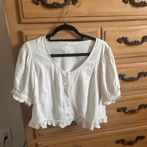 Neuflora White Puff Sleeve Button-Up Top